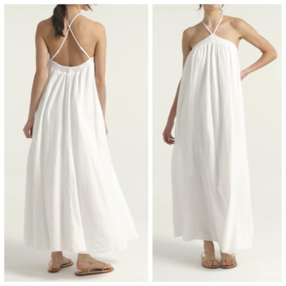 J. Crew White Maxi Halter Sundress